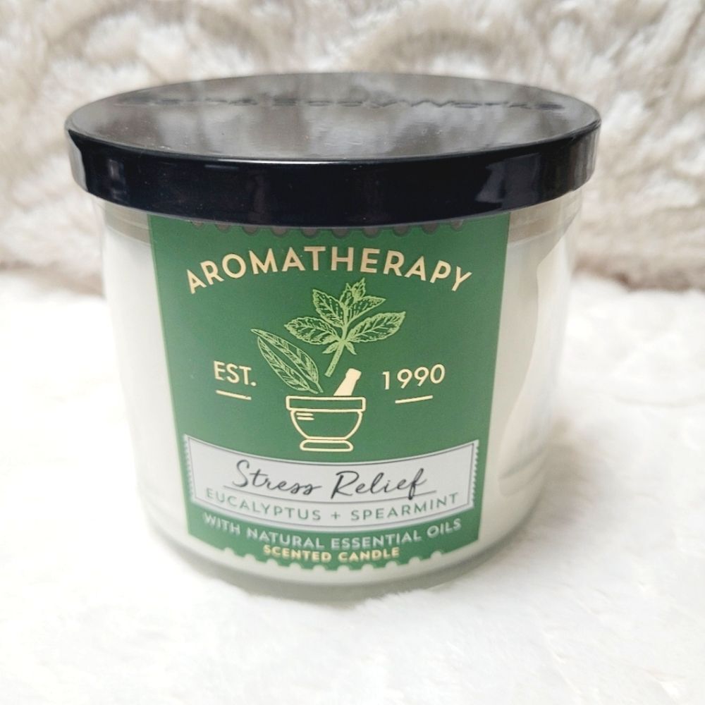 BBW Aromatherapy Stress Relief Eucalyptus and Spearmint 3 Wick Candle New